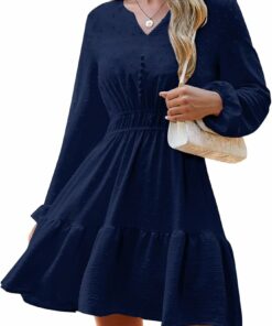 Casual Button Fall Dress RO38