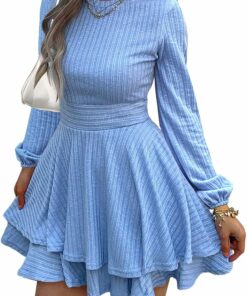 Casual Lantern Sleeve Knit Dress RO35