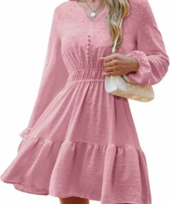 Casual V Neck Fall Dress RO39