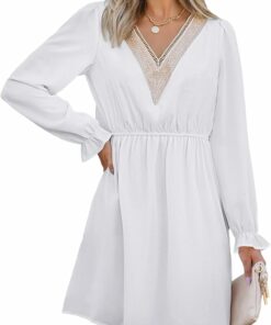 Casual White Fall Dress RO37