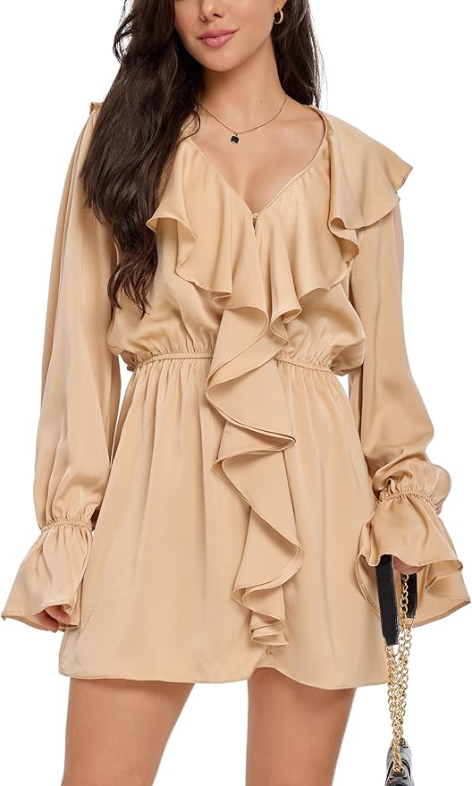 Champagne Gold Swing Mini Dress RO26