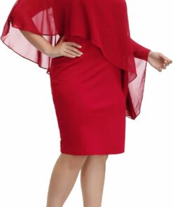 Chiffon Overlay Sequin Bodycon Pencil Dress RO13