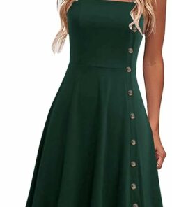 Dark Green Spaghetti Straps Dress RO14