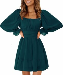 Peacock Blue Elastic Waist Dress RO20