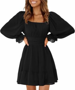 Square Neck Elastic Waist Dress RO23