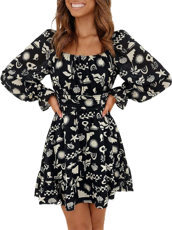 Square Neck Ruffle Summer Dress RO24