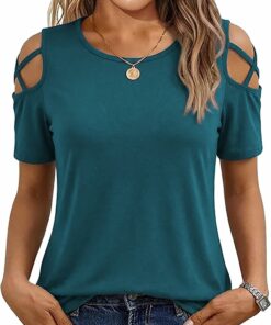 Women's Short Sleeve Cold Shoudler Tops RO47
