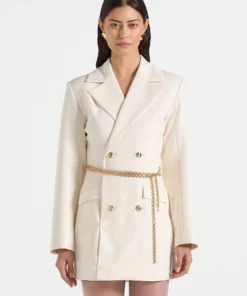 Casual Double Breasted Blazer Dress With Chain RO86