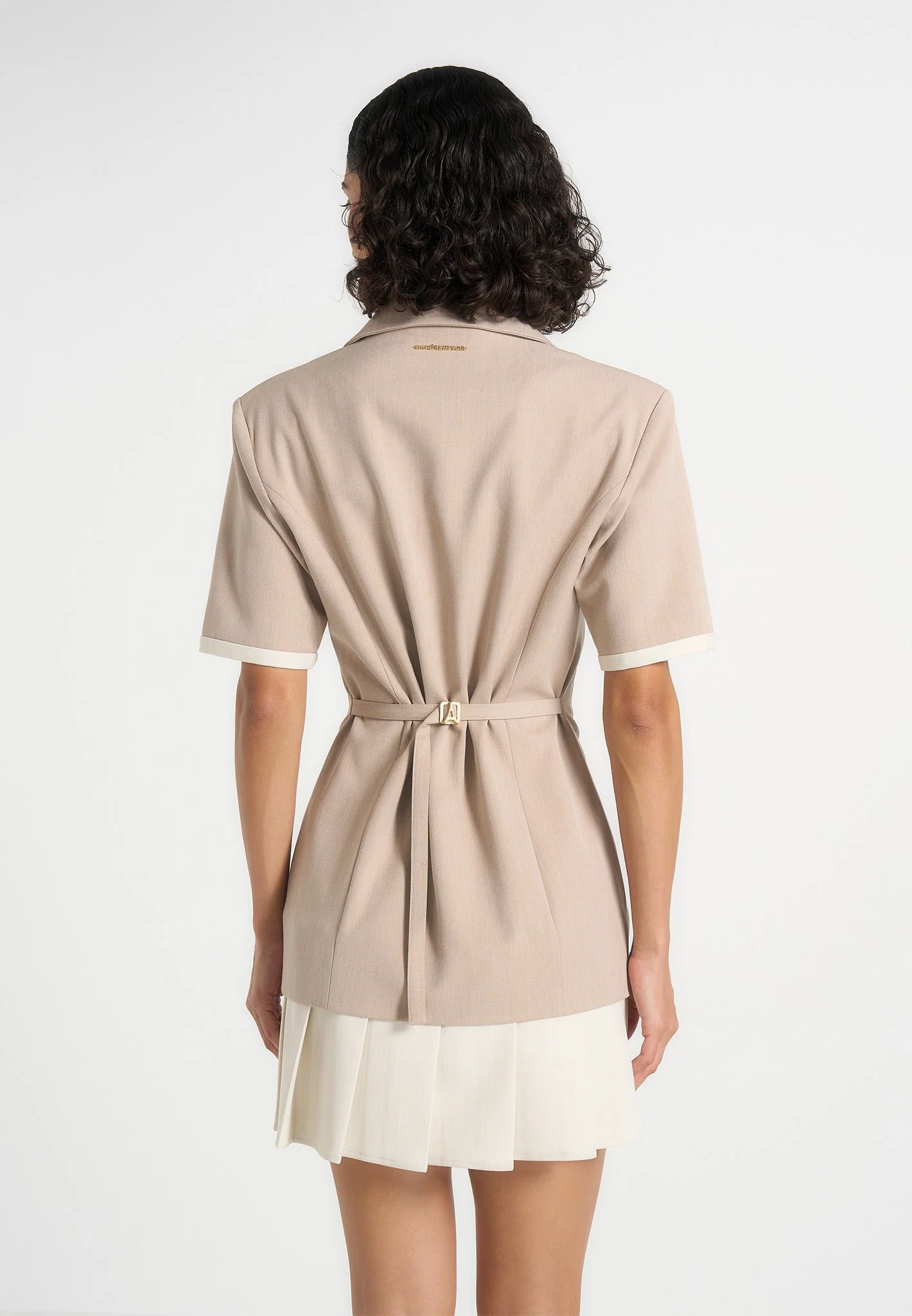 Casual Tailored Cinch Waist Pleated Blazer Dress RO80 - Image 2