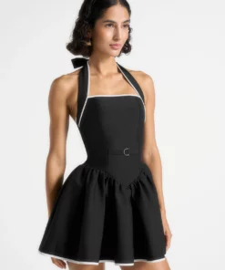 Halter Neck Belted Mini Dress RO74