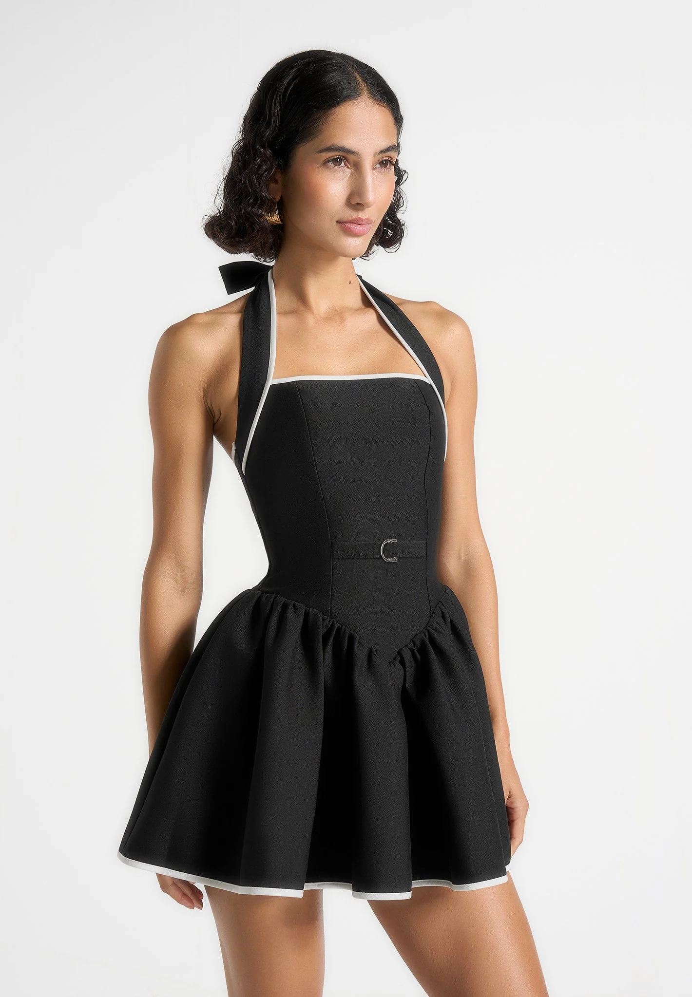 Halter Neck Belted Mini Dress RO74