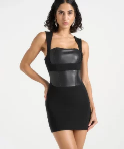Black Layered Corset Mini Dress RO90