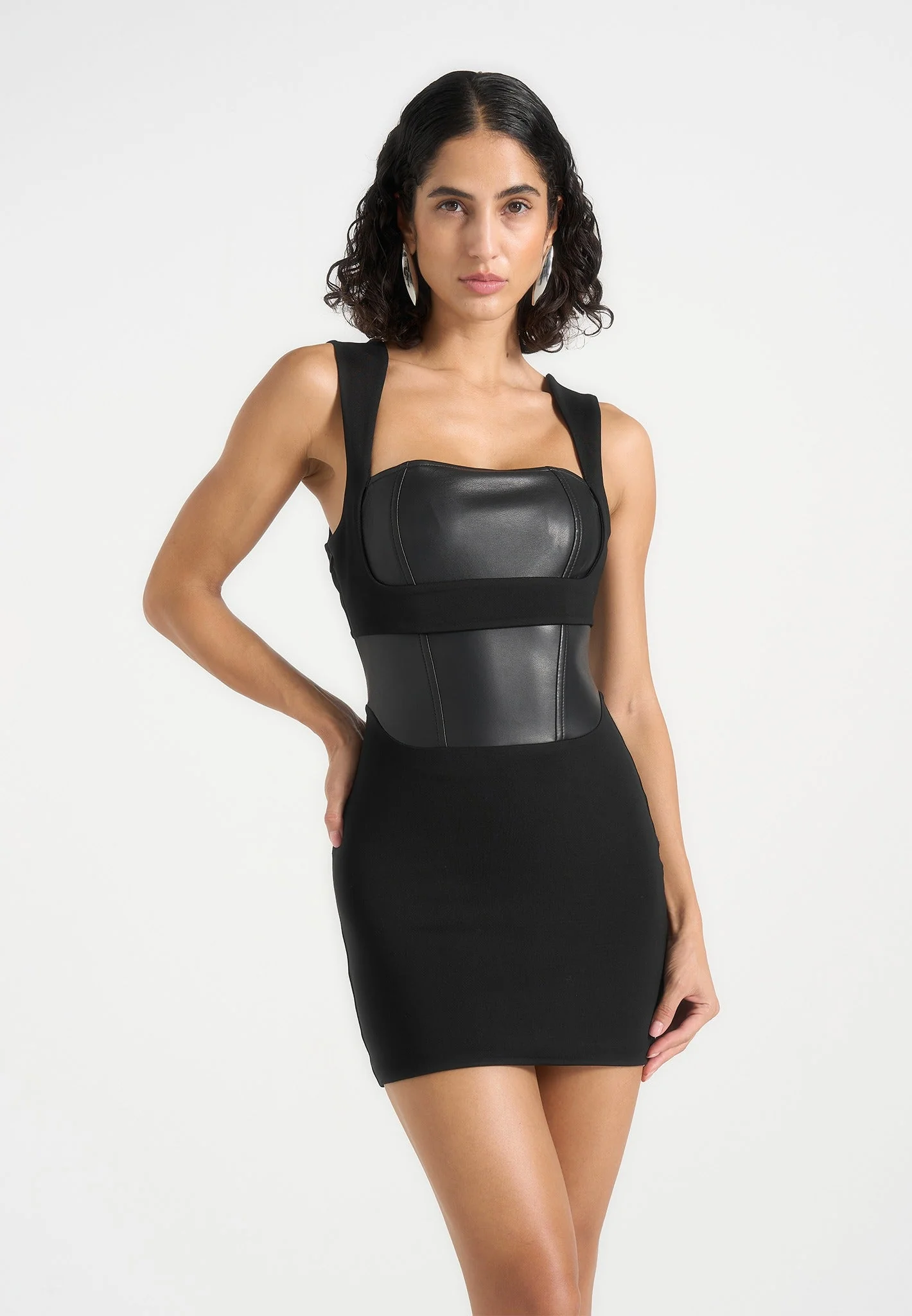 Black Layered Corset Mini Dress RO90