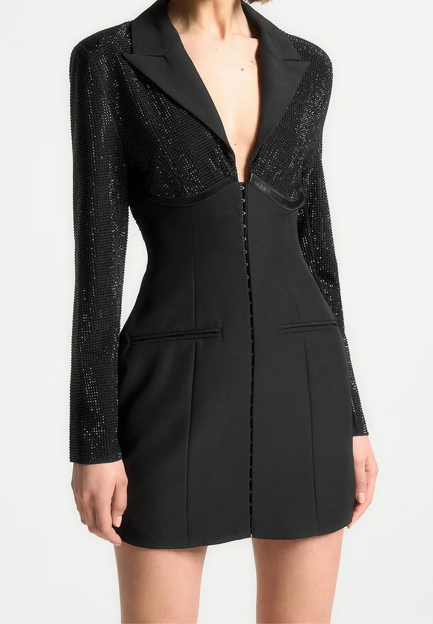 Rhinestone Corset Blazer Dress RO60