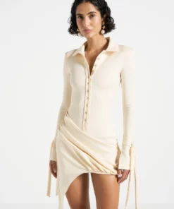 Sexy Draped Asymmetric Mini Dress RO78