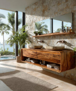Minimalist Floating Wood Bathroom Vanity For Bathroom Areas
