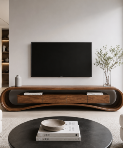 Modern Luxury Curved Media Console For Living Room