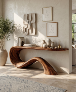 Modern Live Edge Entryway Table Organic Solid Wood For Home Decor