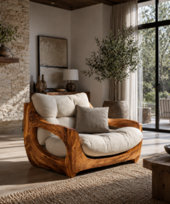 Modern Organic Lounge Seating With Carved Form For Living Room