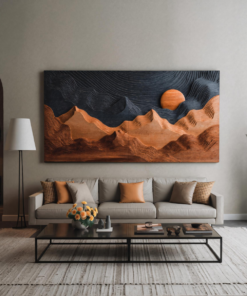 Sunrise Over Mountain Wall Sculpture For Home Decor