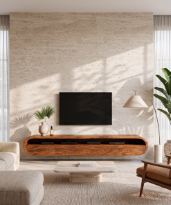 Modern Floating TV Console With Rounded Design For Living Room