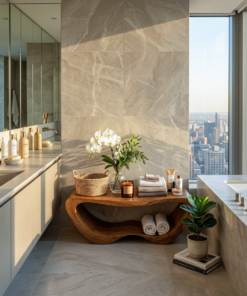 Minimalist Organic Shower Bench For Bathroom Or Spa