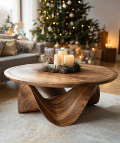 Sculptural Round Coffee Table For Holiday Decor