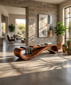 Contemporary Bench With Wave Shape For Living Room