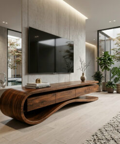 Contemporary Curved Rounded TV Console For Designer Living Room