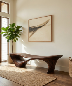 Modern Sculptural Bench For Entryway Or Living Room