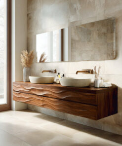 Modern Floating Bathroom Vanity With Wave Texture For Bathroom