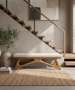 Modern Flowing Wood Bench For Furniture Accent