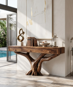 Handcrafted Solid Wood Dressing Table For Living Room Unique Style