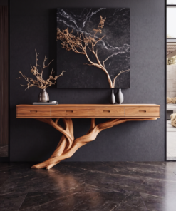 Mid Century Wooden Console Table For Living Room Contemporary Accent