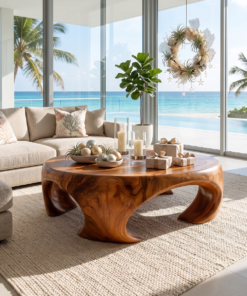 Farmhouse Wooden Coffee Table For Living Room Holiday Decoration
