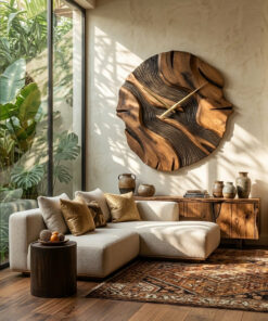 Organic Sculptural Wooden Wall Clock For Living Room