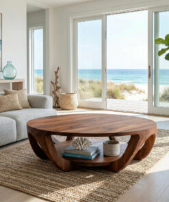 Modern Round Coffee Table With Shelving For Living Room