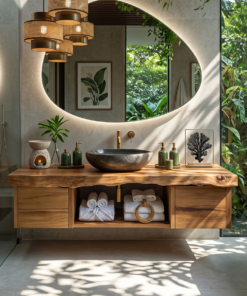 Natural Wood Floating Vanity For Bathroom Upgrade