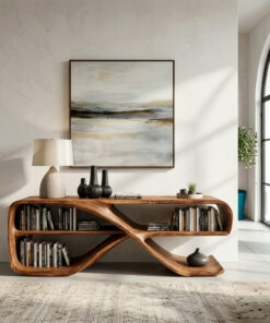 Modern Organic Wooden Console Table For Living Decor