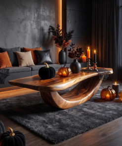 Farmhouse Wooden Live Edge Coffee Table Livingroom Decor Haunted Look