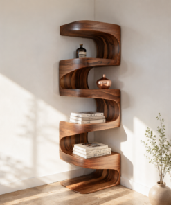 Modern Corner Wave Bookshelf For Living Room Or Contemporary Interior