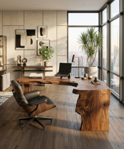 Rustic Live Edge L Shaped Desk For Home Workspace