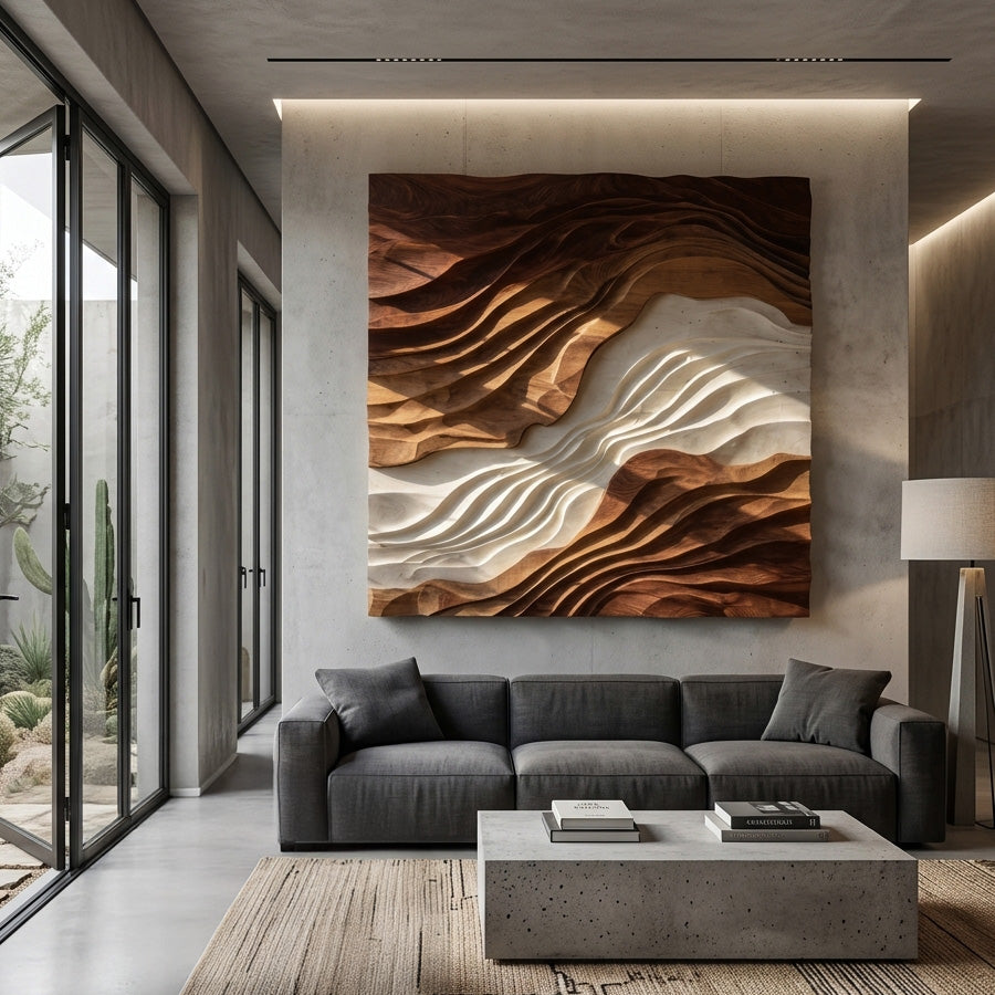 Contemporary Sculptural Wave Wall Art For Living Room