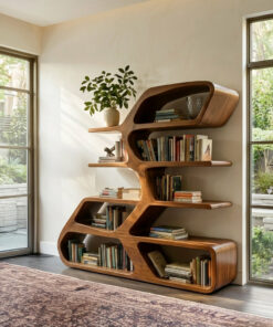 Modern Sculptural Bookshelf For Living Room Decor