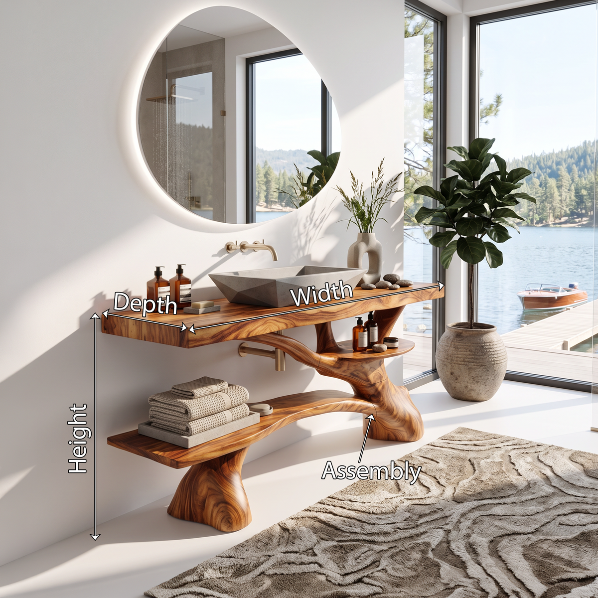 Modern Live Edge Tree Trunk Vanity For Contemporary Bathroom Furniture - Image 8