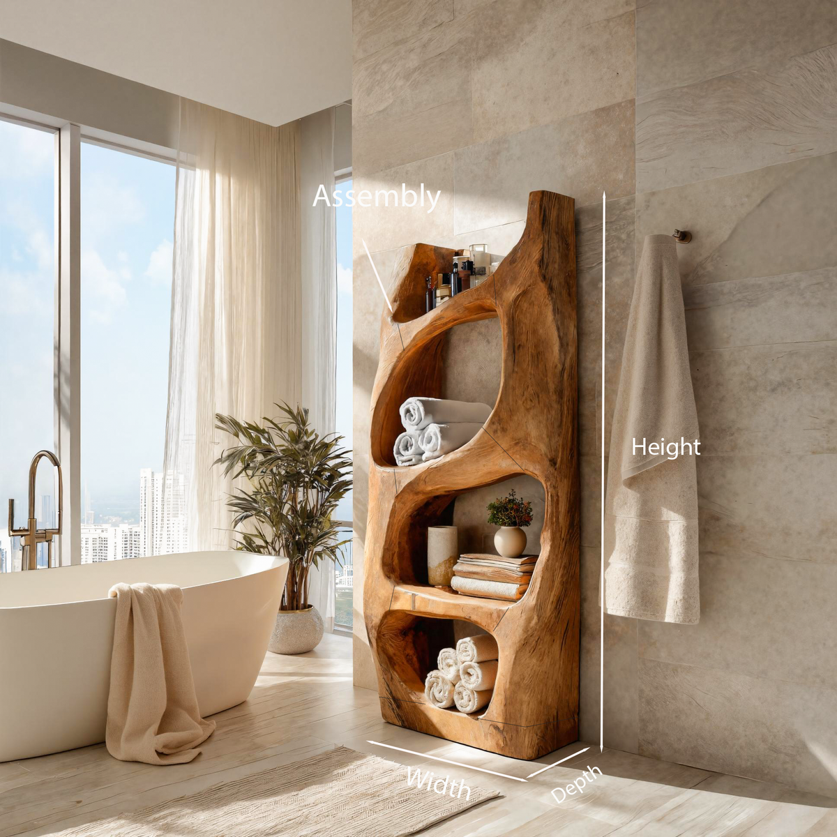 Handcrafted Sculptural Bathroom Shelf For Towels Or Spa Storage - Image 8