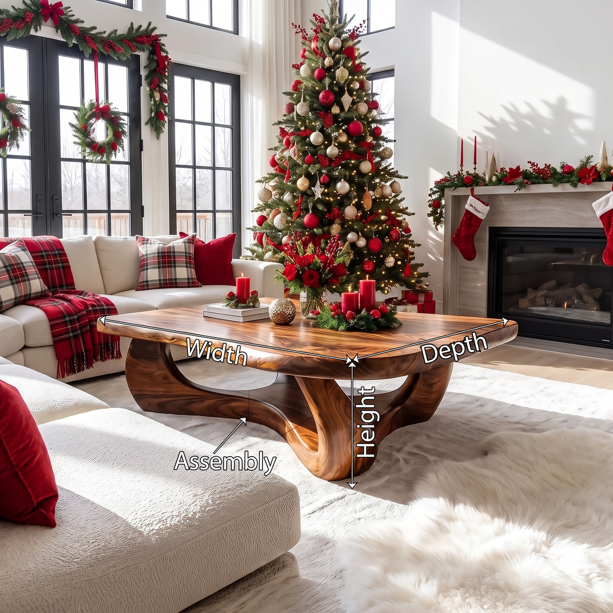 Rustic Wooden Live Edge Coffee Table For Holiday Home Furniture - Image 8