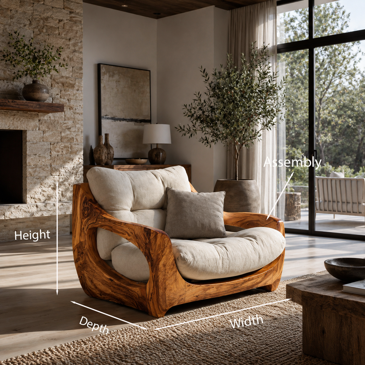 Modern Organic Lounge Seating With Carved Form For Living Room - Image 8