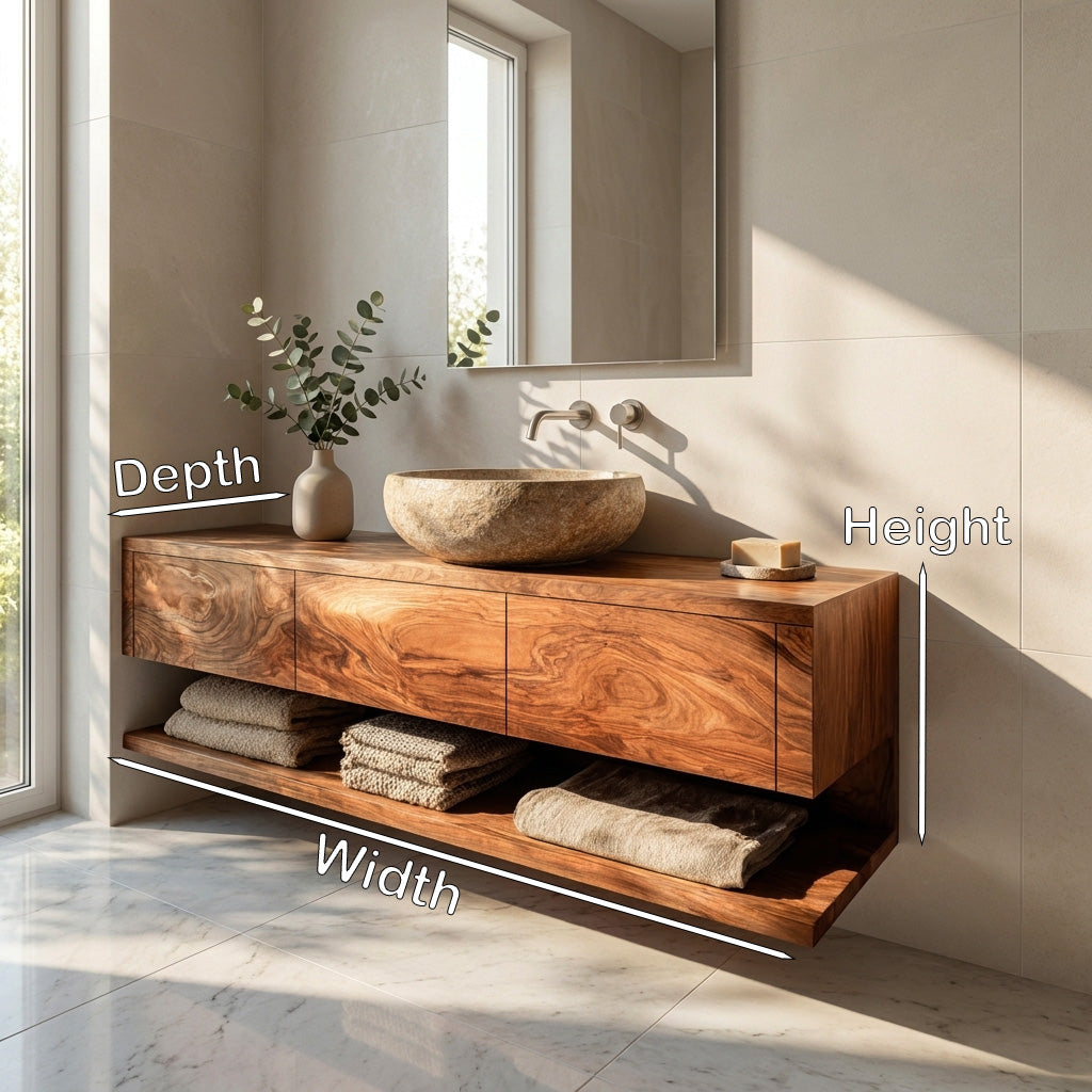 Mid Century Wooden Floating Bathroom Vanity For Bathroom - Image 8
