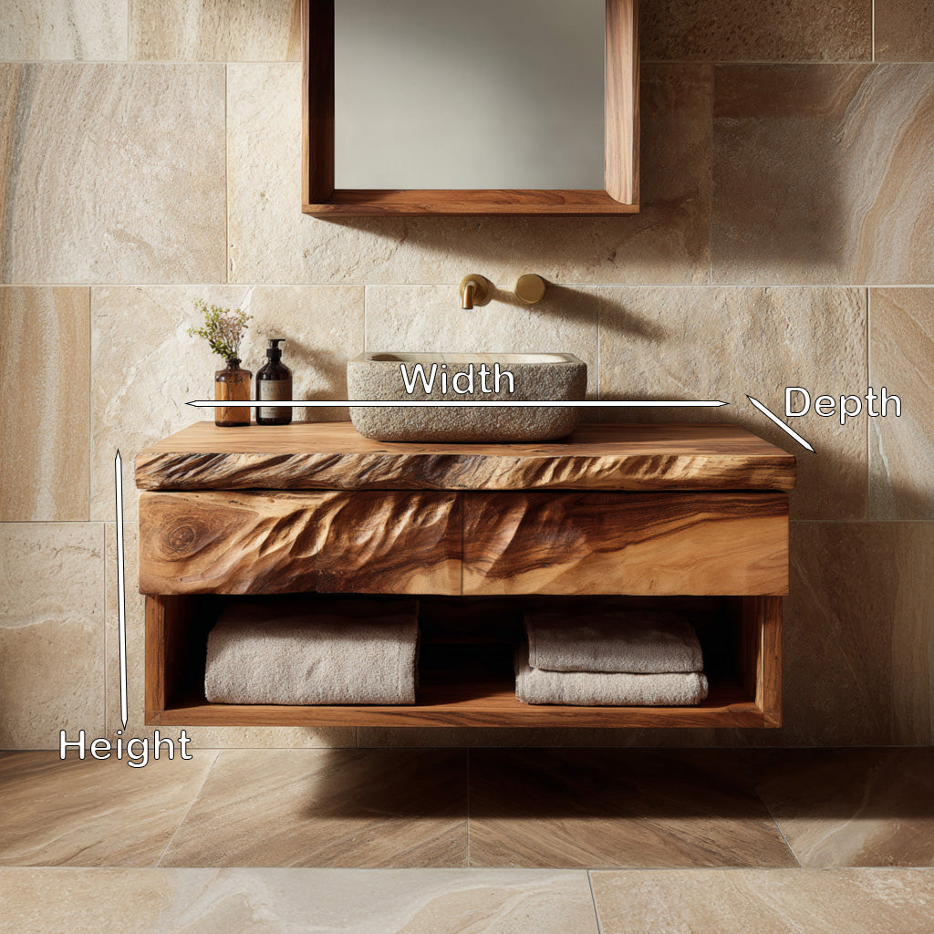 Modern Organic Floating Wooden Bathroom Vanity For Bathroom - Image 8